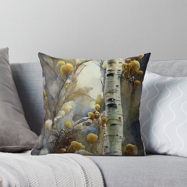 Item preview, Birch tree with watercolor yellow buds designed and sold by pcpnyc.