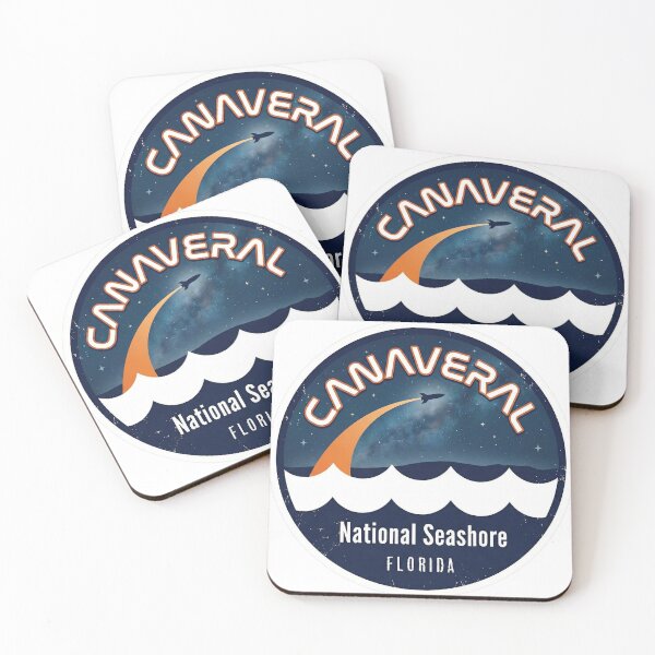 Item preview, Canaveral National Seashore Florida Retro Rocket Night Sky Badge designed and sold by CityMerch4.