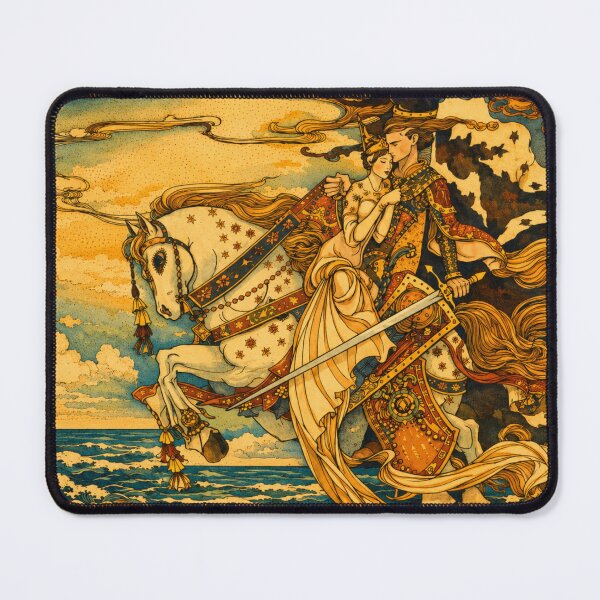 Item preview, Medieval Knight Art Nouveau Romantic Horseback Illustration for Vintage Fantasy Art Lovers designed and sold by RickE.