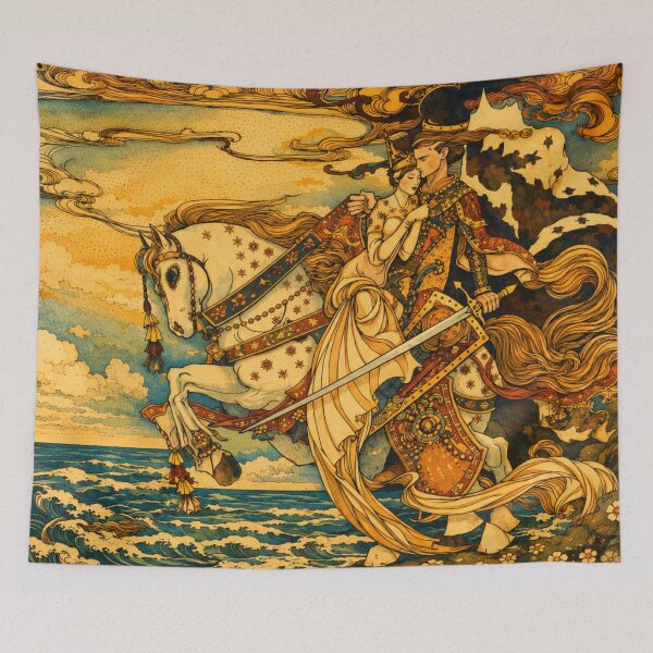 Item preview, Medieval Knight Art Nouveau Romantic Horseback Illustration for Vintage Fantasy Art Lovers designed and sold by RickE.