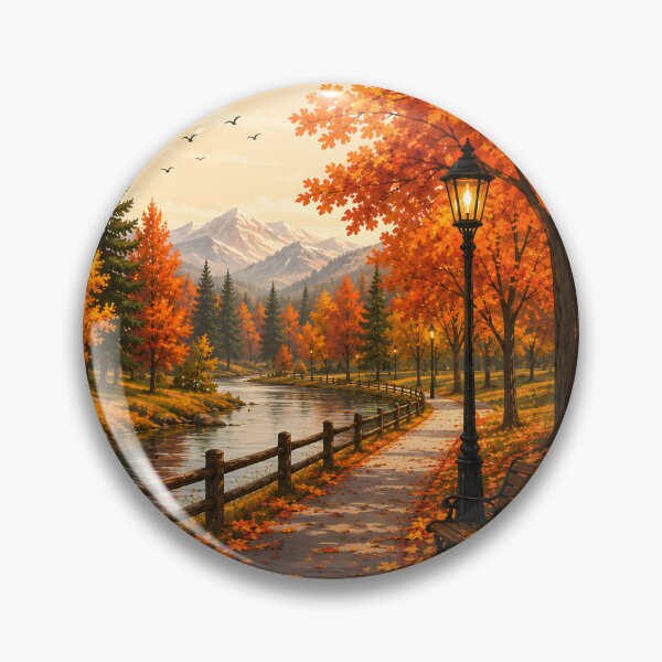 Item preview, Peaceful Autumn Park by the River designed and sold by TinyWeird.