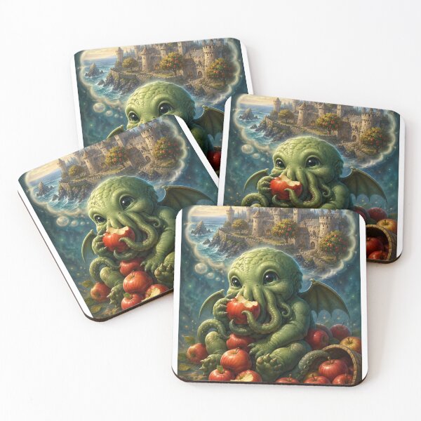 Item preview, Little Cthulhu Loves Apples designed and sold by DarthTorLin.