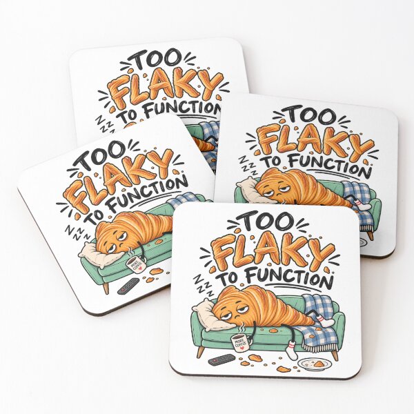 Item preview, Too Flaky to Function – Funny Tired Croissant designed and sold by IrynaLineArt.