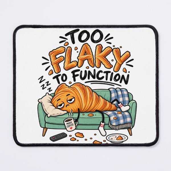 Item preview, Too Flaky to Function – Funny Tired Croissant designed and sold by IrynaLineArt.