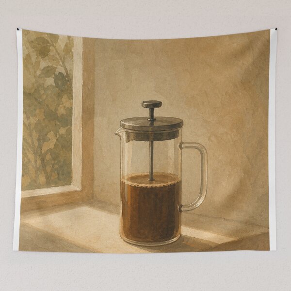 Item preview, French Press Light Watercolour Cottagecore designed and sold by GoldenHourWalls.