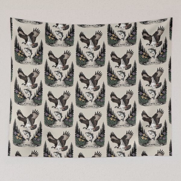 Item preview, Osprey Catching Fish Lake Wildlife Art designed and sold by NuvoraNest.