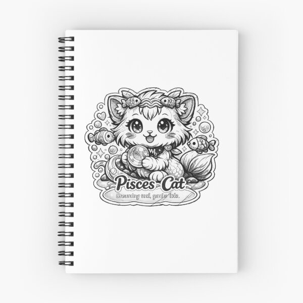 Item preview, Pisces Kawaii Cat sticker with soft black and white colours   designed and sold by wallartofmio.