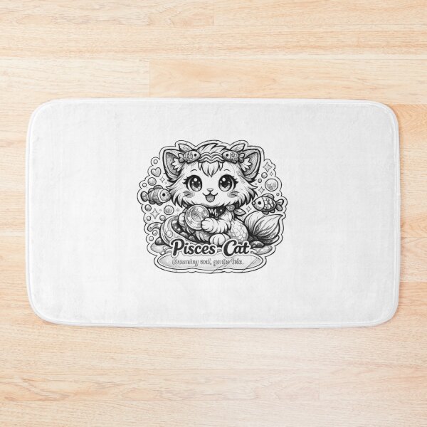 Item preview, Pisces Kawaii Cat sticker with soft black and white colours   designed and sold by wallartofmio.