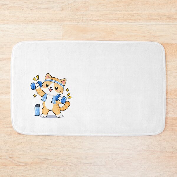 Item preview, Cute Orange Tabby Workout Cat Lifting Dumbbells Kawaii Fitness Kitty designed and sold by NoopnyangStudio.