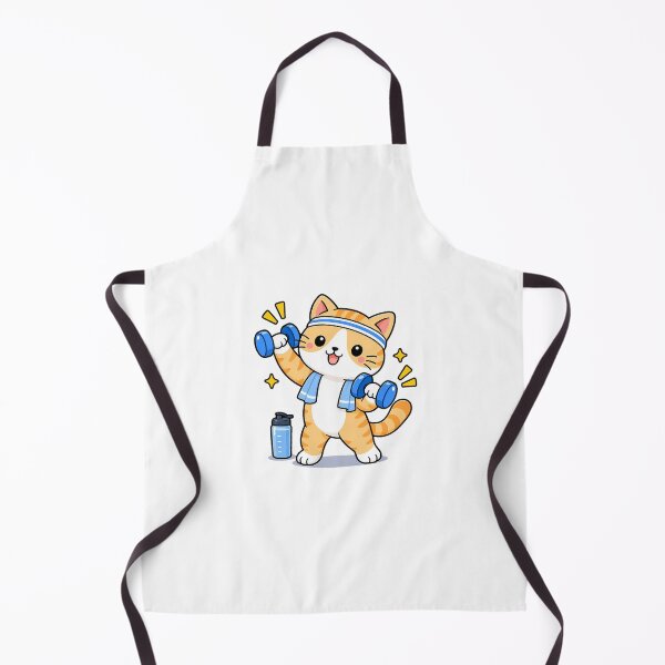 Item preview, Cute Orange Tabby Workout Cat Lifting Dumbbells Kawaii Fitness Kitty designed and sold by NoopnyangStudio.