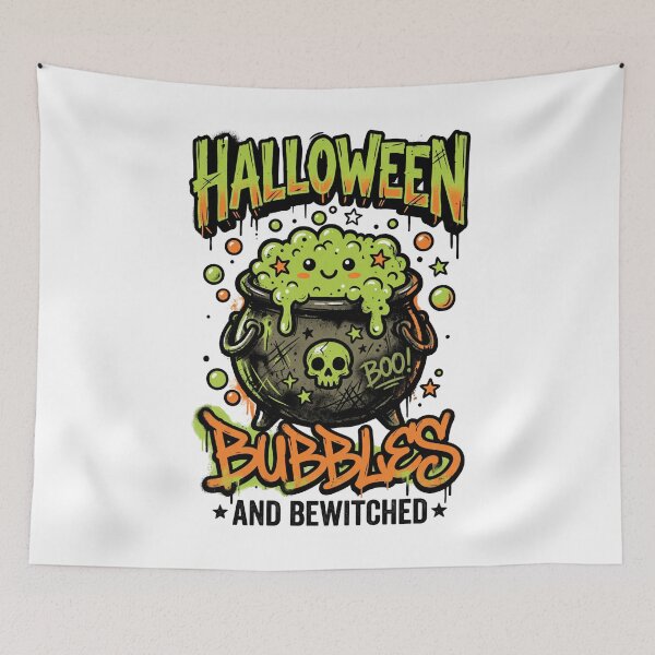 Item preview, Halloween Bubbles and Bewitched Cauldron Spooky Graphic Tee designed and sold by DarylWelsh2024.