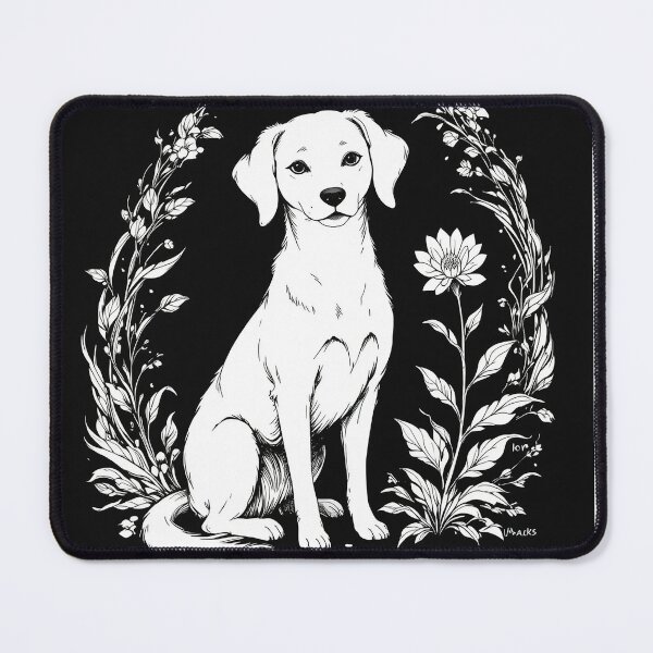 Item preview, Gentle Dog & Blooming Flower – Botanical Dog Lover Minimalist Line Art designed and sold by PixPixari.