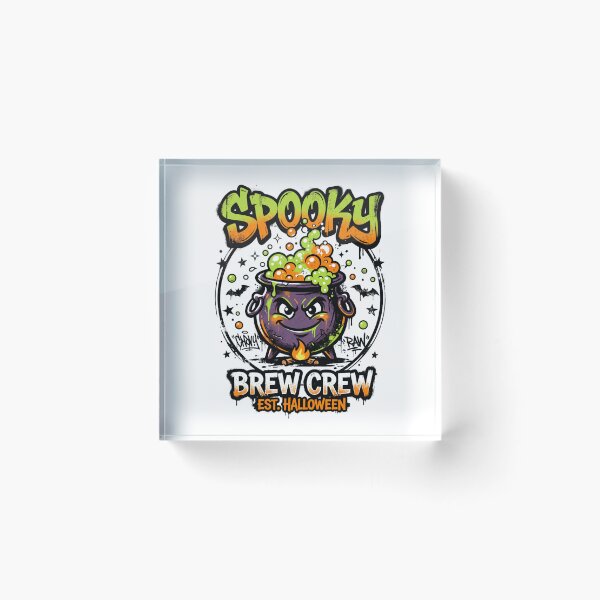 Item preview, Spooky Brew Crew Cauldron with Fire Urban Halloween Design Tee designed and sold by DarylWelsh2024.
