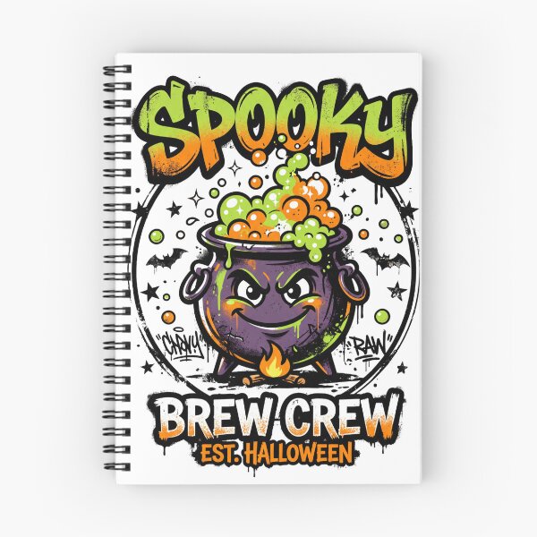 Item preview, Spooky Brew Crew Cauldron with Fire Urban Halloween Design Tee designed and sold by DarylWelsh2024.