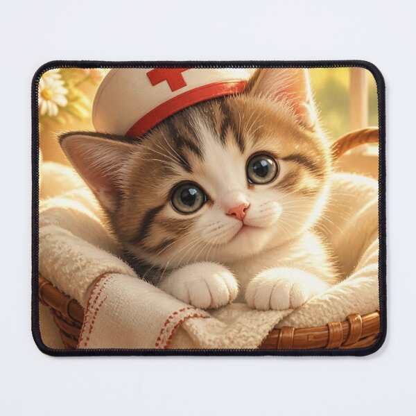 Item preview, Cute Nurse Kitten in Basket with Sweet Quote Art designed and sold by SALVO180674.