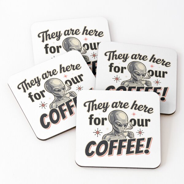 Item preview, They Are Here for Our Coffee – Retro Alien Coffee Lover designed and sold by Spaabus.