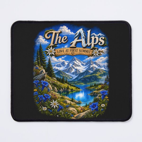 Item preview, The Alps – Love at First Summit | Vintage Alpine Landscape designed and sold by Alpine-Ink.