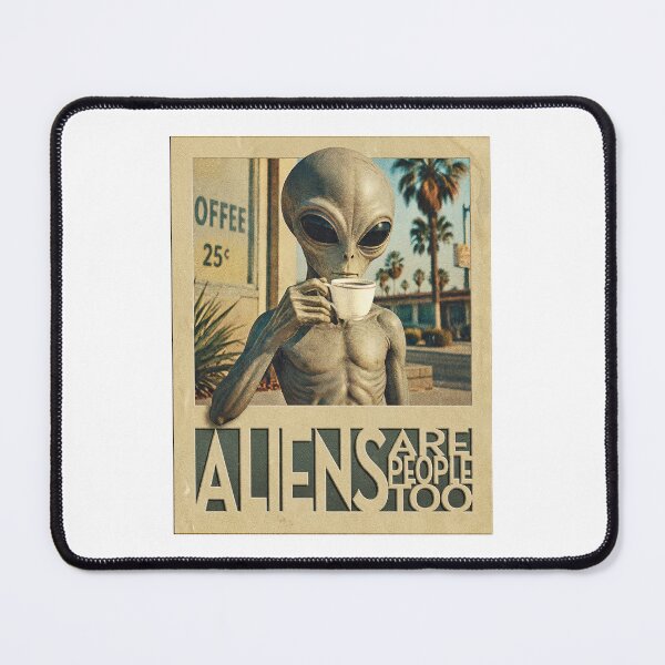 Item preview, Aliens Are People Too – Retro Coffee Drinking Alien designed and sold by Spaabus.