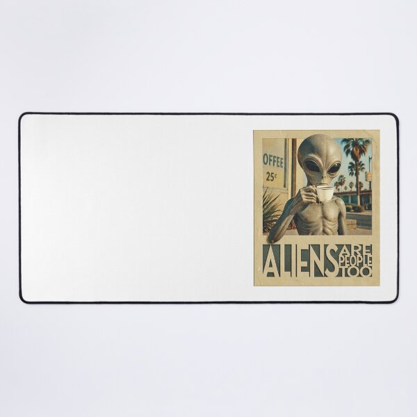 Item preview, Aliens Are People Too – Retro Coffee Drinking Alien designed and sold by Spaabus.