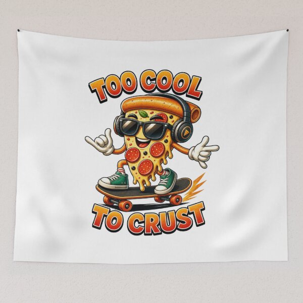 Item preview, Too Cool to Crust – Funny Pizza Skateboarder with Headphones designed and sold by CraigDesignWork.
