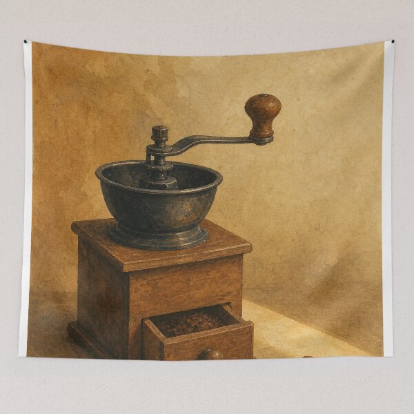 Item preview, Coffee Grinder Watercolour Cottagecore designed and sold by GoldenHourWalls.