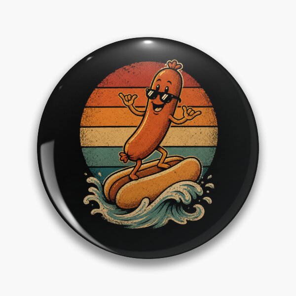 Item preview, Retro Hot Dog Surfer Vintage Sausage Wave Adventure designed and sold by Moizento.