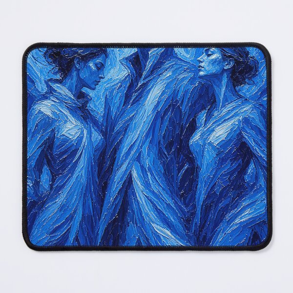Item preview, Luminous Blue Expressionist Trio – Man and Two Women in Glowing Blue  designed and sold by MFMart.