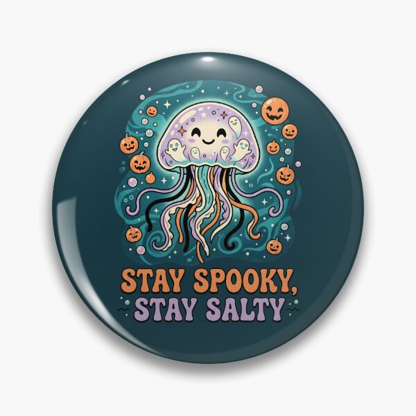 Item preview, "Stay Spooky, Stay Salty" Ghost Jellyfish − Halloween Coastal Design designed and sold by Sea Gem.