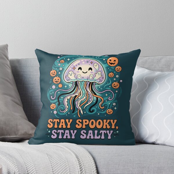 Item preview, "Stay Spooky, Stay Salty" Ghost Jellyfish − Halloween Coastal Design designed and sold by Sea Gem.