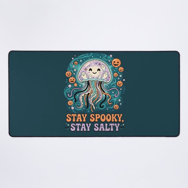 Item preview, "Stay Spooky, Stay Salty" Ghost Jellyfish − Halloween Coastal Design designed and sold by Sea Gem.