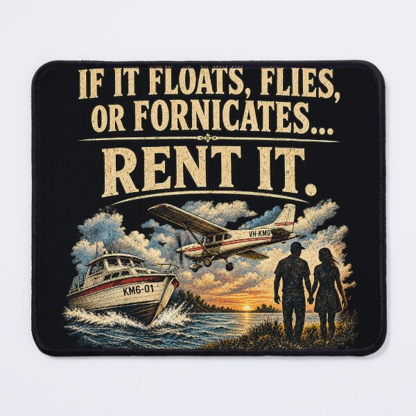 Item preview, If It Floats, Flies, or Fornicates… Rent It | Vintage Humour T-Shirt designed and sold by KissMy6 Industries.