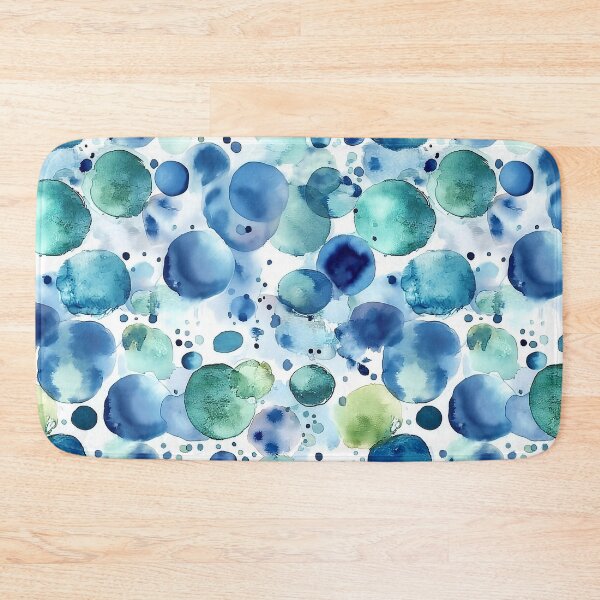 Item preview, Watercolour Dot Pattern Blue Teal and Green Painted Circles designed and sold by Nine Lives Studio.