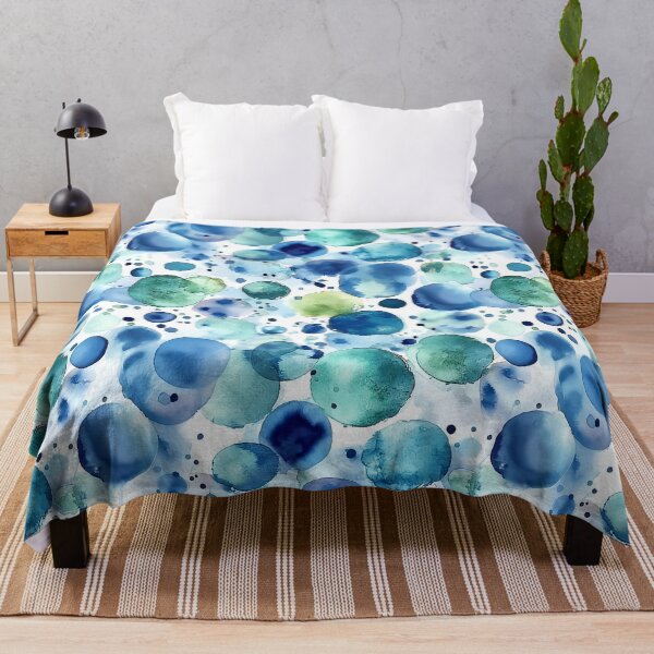 Item preview, Watercolour Dot Pattern Blue Teal and Green Painted Circles designed and sold by Nine Lives Studio.
