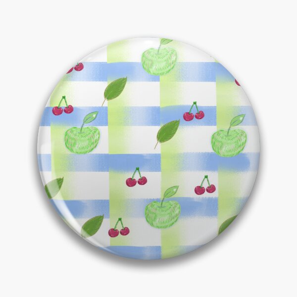 Item preview, Cute Green Apple and Cherry Plaid Gingham Seamless Pattern designed and sold by blue witch art.