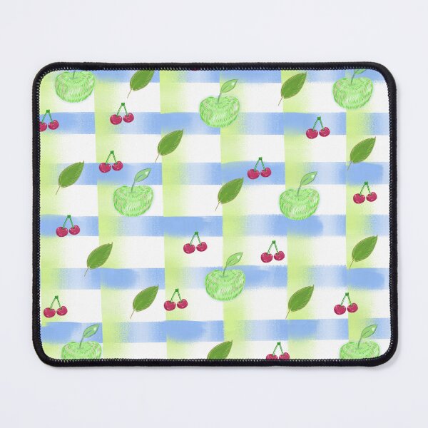 Item preview, Cute Green Apple and Cherry Plaid Gingham Seamless Pattern designed and sold by blue witch art.