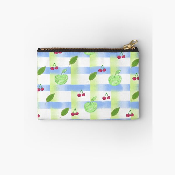 Item preview, Cute Green Apple and Cherry Plaid Gingham Seamless Pattern designed and sold by blue witch art.
