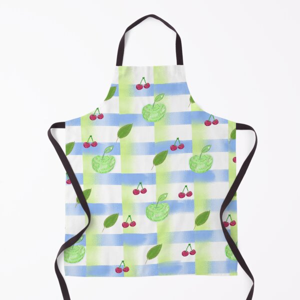 Item preview, Cute Green Apple and Cherry Plaid Gingham Seamless Pattern designed and sold by blue witch art.