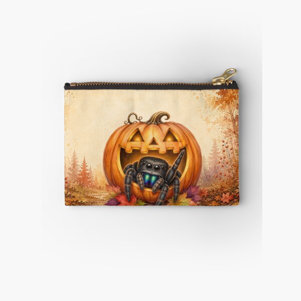 Item preview, Cute Jumping Spider in Halloween Pumpkin designed and sold by Spark & Shadow.