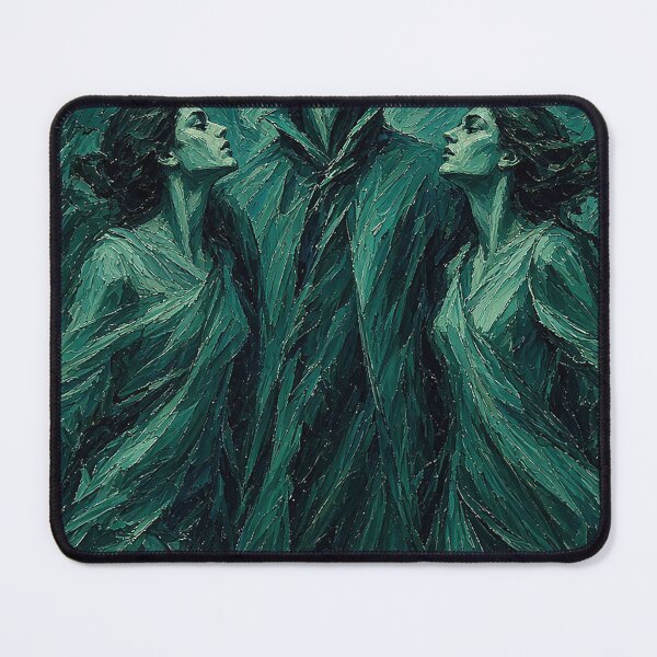 Item preview, Teal Expressionist Trio – Man and Two Women in Viridian Green designed and sold by MFMart.