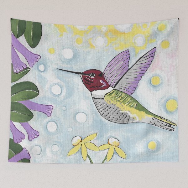 Item preview, Hummingbird With Purple Flowers designed and sold by Sartoris Art.