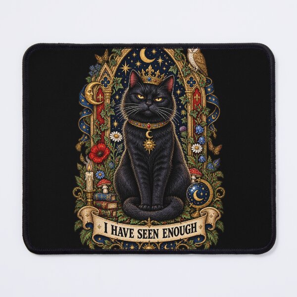 Item preview, Medieval Black Cat “I Have Seen Enough” Gothic Celestial Art designed and sold by Emoji Emblems.