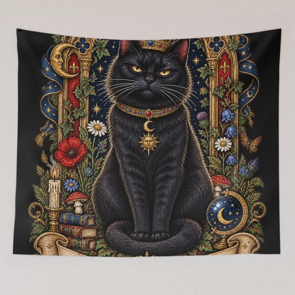 Item preview, Medieval Black Cat “I Have Seen Enough” Gothic Celestial Art designed and sold by Emoji Emblems.
