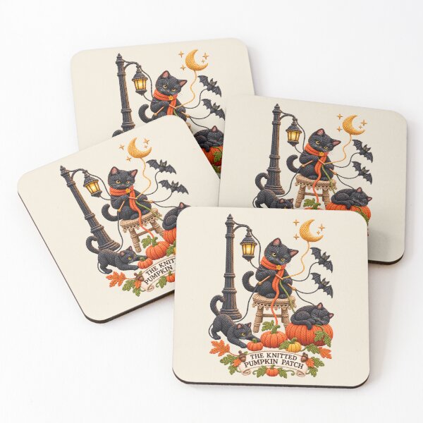 Item preview, The Knitted Pumpkin Patch – Cozy Autumn Cats designed and sold by radiogalaxy.