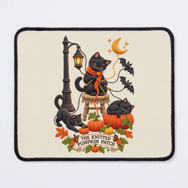 Item preview, The Knitted Pumpkin Patch – Cozy Autumn Cats designed and sold by radiogalaxy.