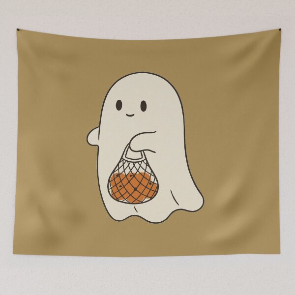 Item preview, Cute Ghost Carrying Market Bag of Pumpkins | Cozy Cottagecore designed and sold by wingoo22.