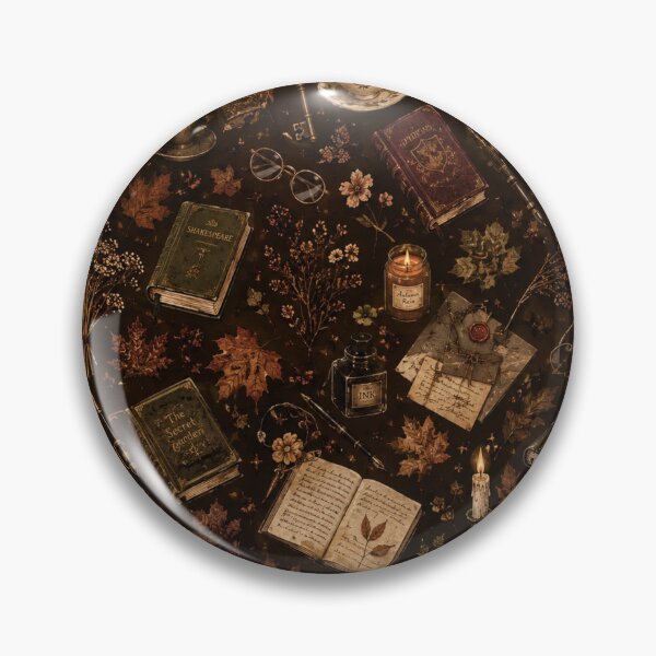Item preview, Dark Academia Vintage Books and Autumn Leaves Pattern designed and sold by NinaVibeStudio.