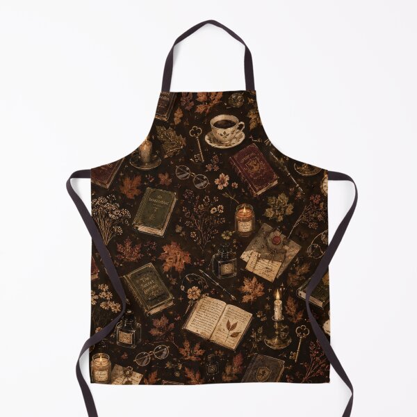 Item preview, Dark Academia Vintage Books and Autumn Leaves Pattern designed and sold by NinaVibeStudio.