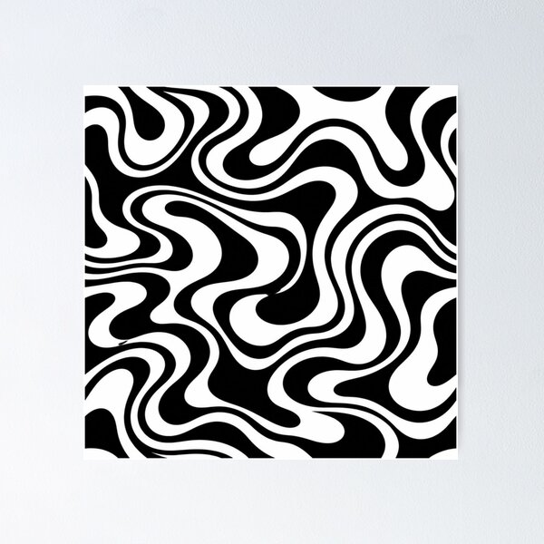 Item preview, Abstract seamless pattern with bold black and white wavy lines, trendy retro psychedelic liquid background designed and sold by Juli21794.