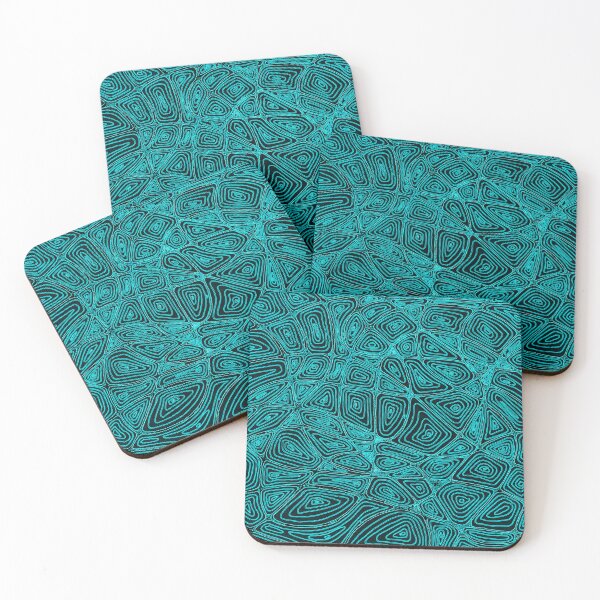 Item preview, Neon Aqua Dark Fingerprint Tangle designed and sold by Honeybee Cameron.