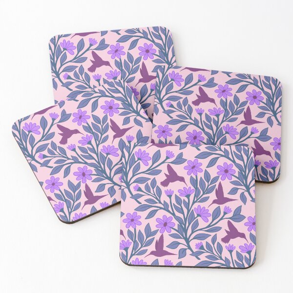 Item preview, Purple hummingbirds on pale pink designed and sold by MarySchwindt.